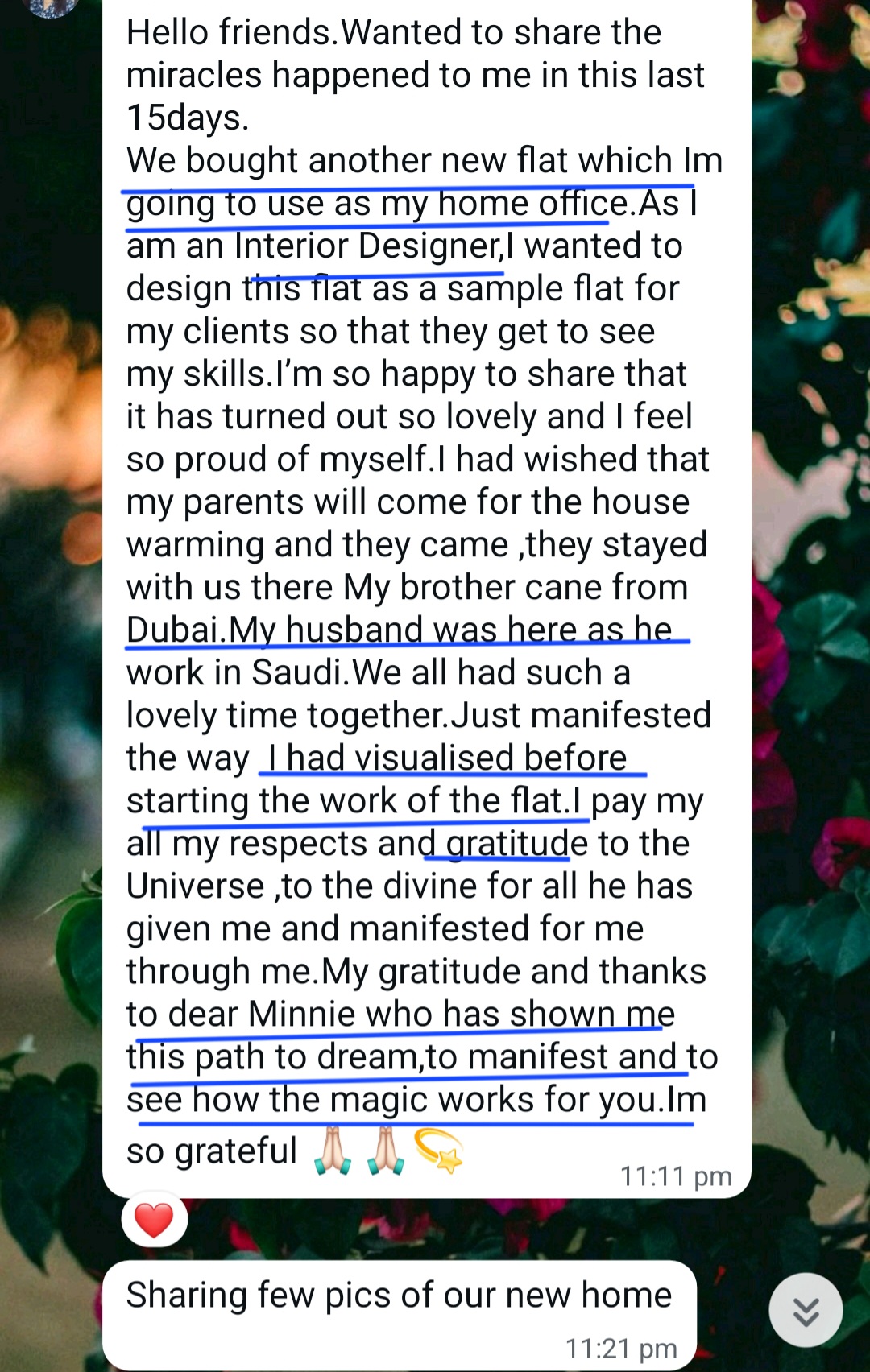 Authentic client feedback screenshot 1